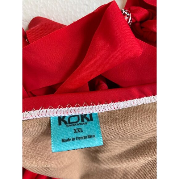 Red Thong Bikini XXL Tassels Koki Swimwear Puerto Rico Sexy Bathing Suit Fringe - Picture 5 of 7